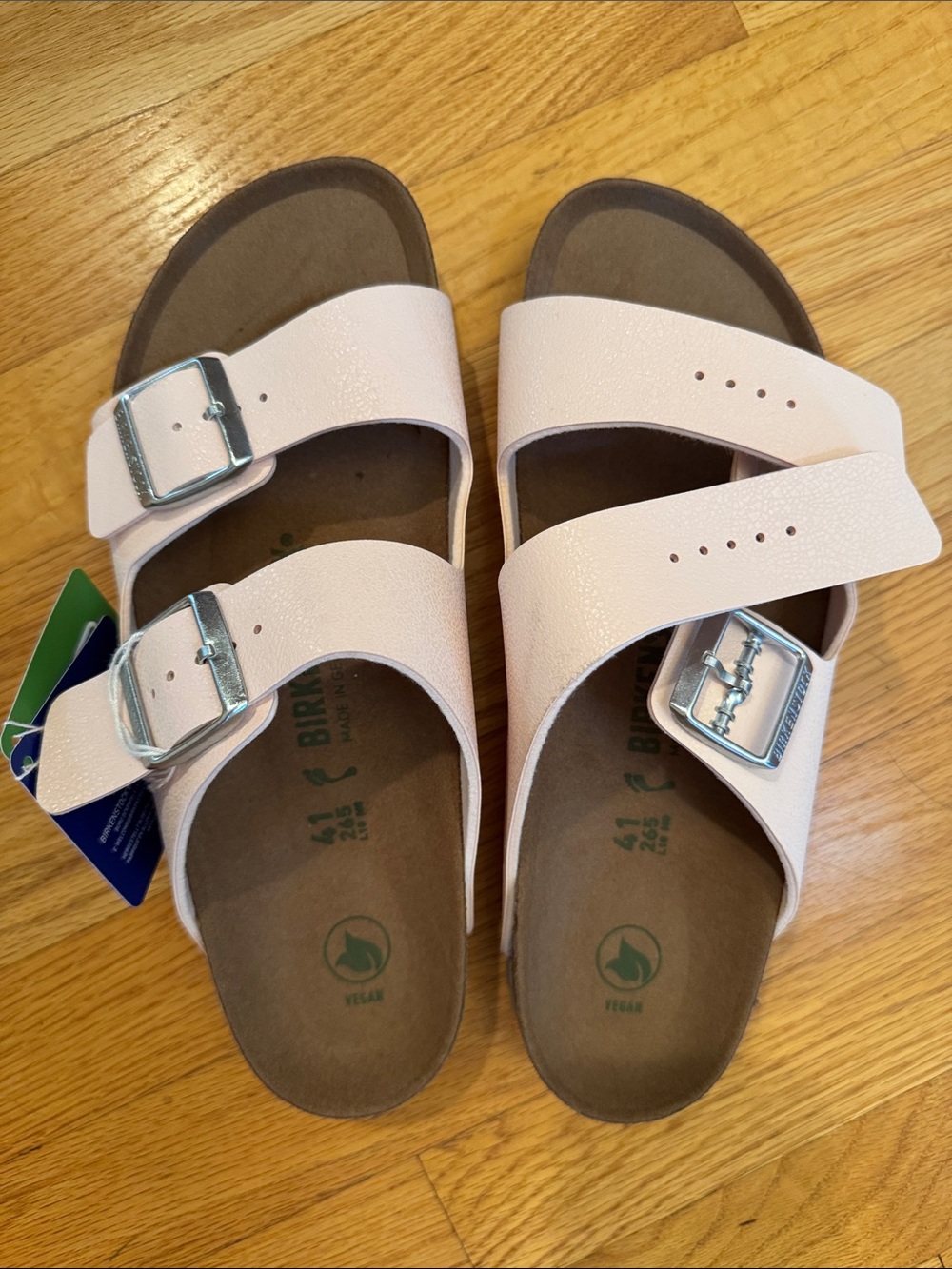 Birkenstock Women’s Arizona Double Buckle Sandals in Pale Pink, NWT; size 41